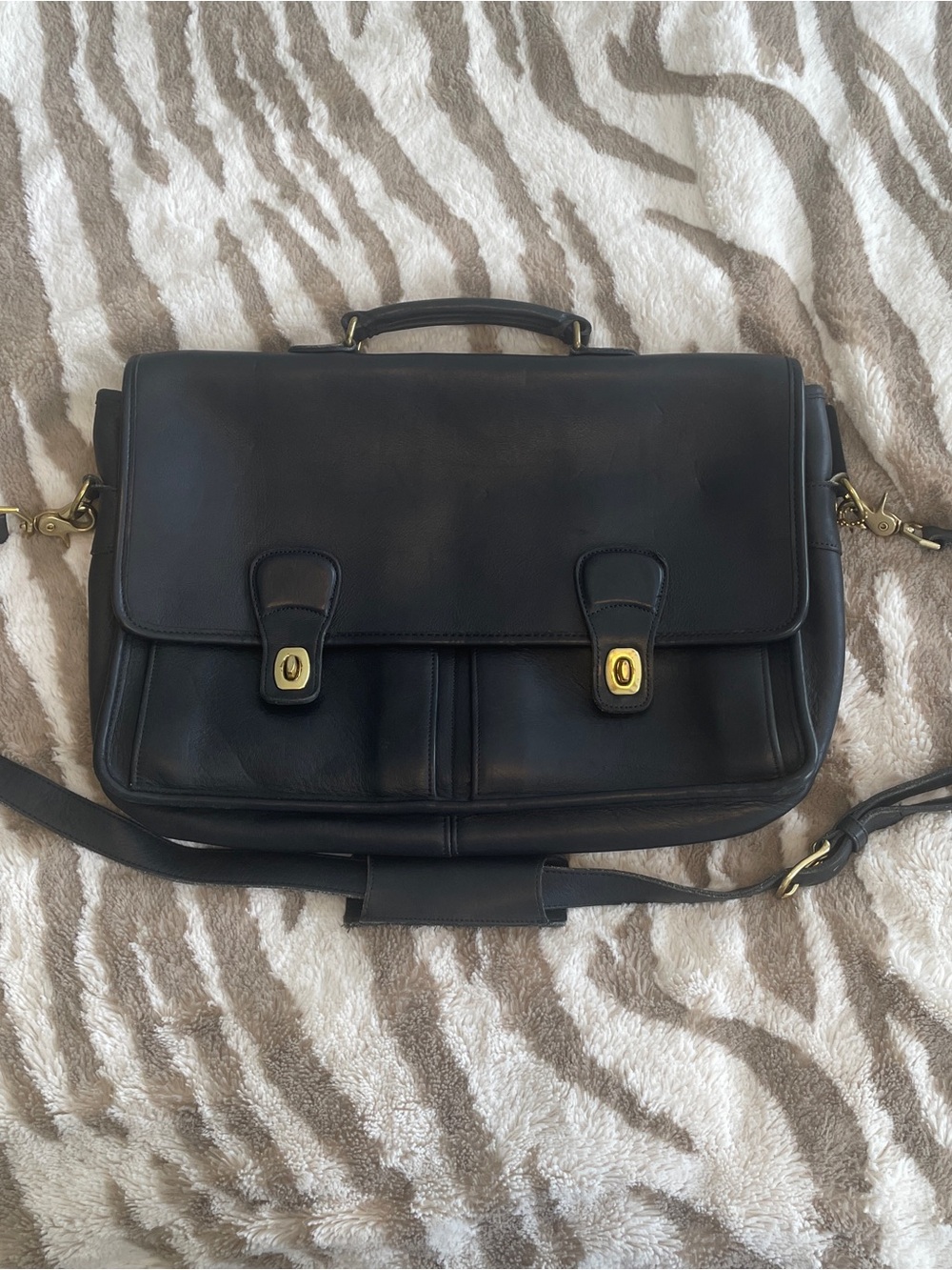 Classic Vintage Coach Prescott 5275 Leather Crossbody Messenger Bag -black